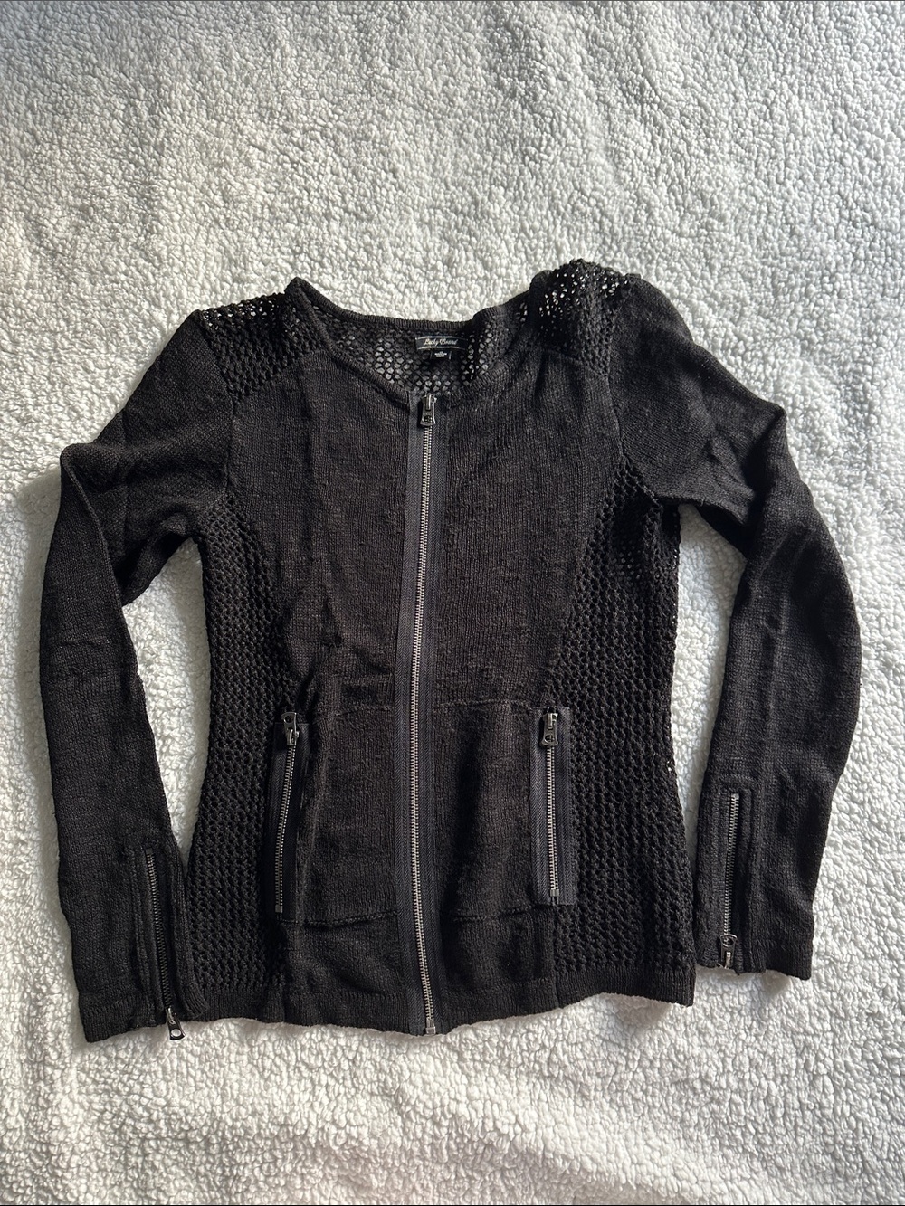 Lucky Brand Black Knit Zip-Up Cardigan